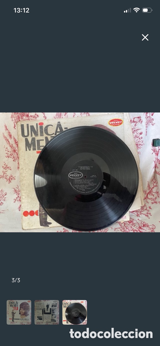 Discos de vinilo: LP &Uacute;nicamente T&uacute;, Felipe Pirela - Foto 3