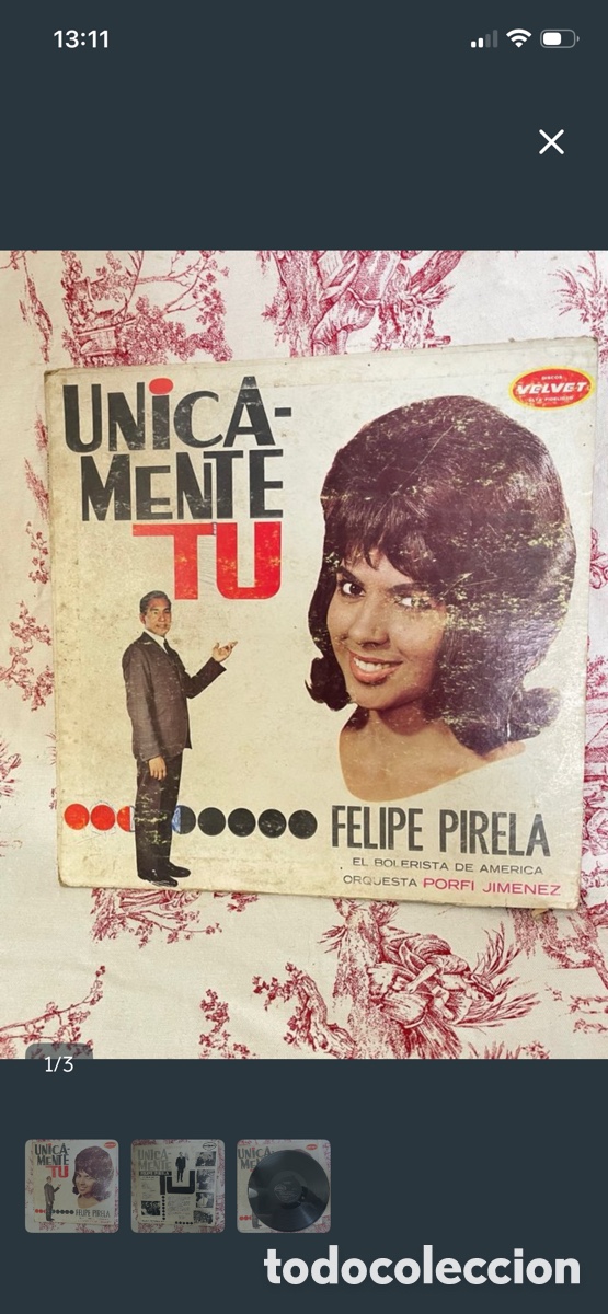 Discos de vinilo: LP &Uacute;nicamente T&uacute;, Felipe Pirela - Foto 1