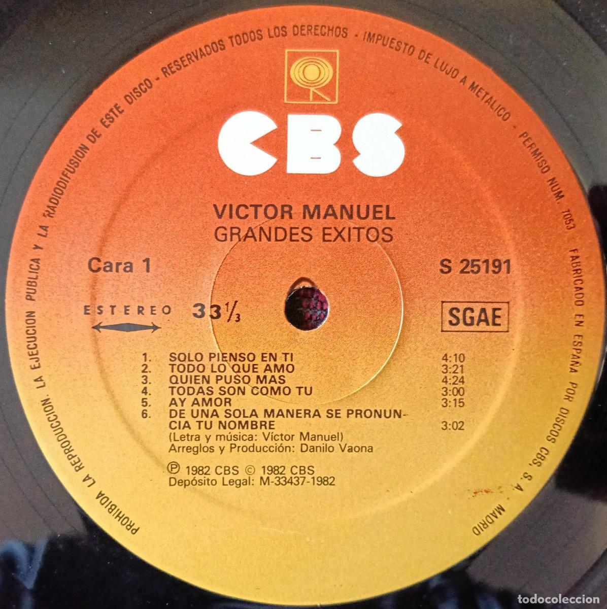 Discos de vinilo: VICTOR MANUEL ** Grandes &Eacute;xitos ** VINILO LP 1982 - Foto 3