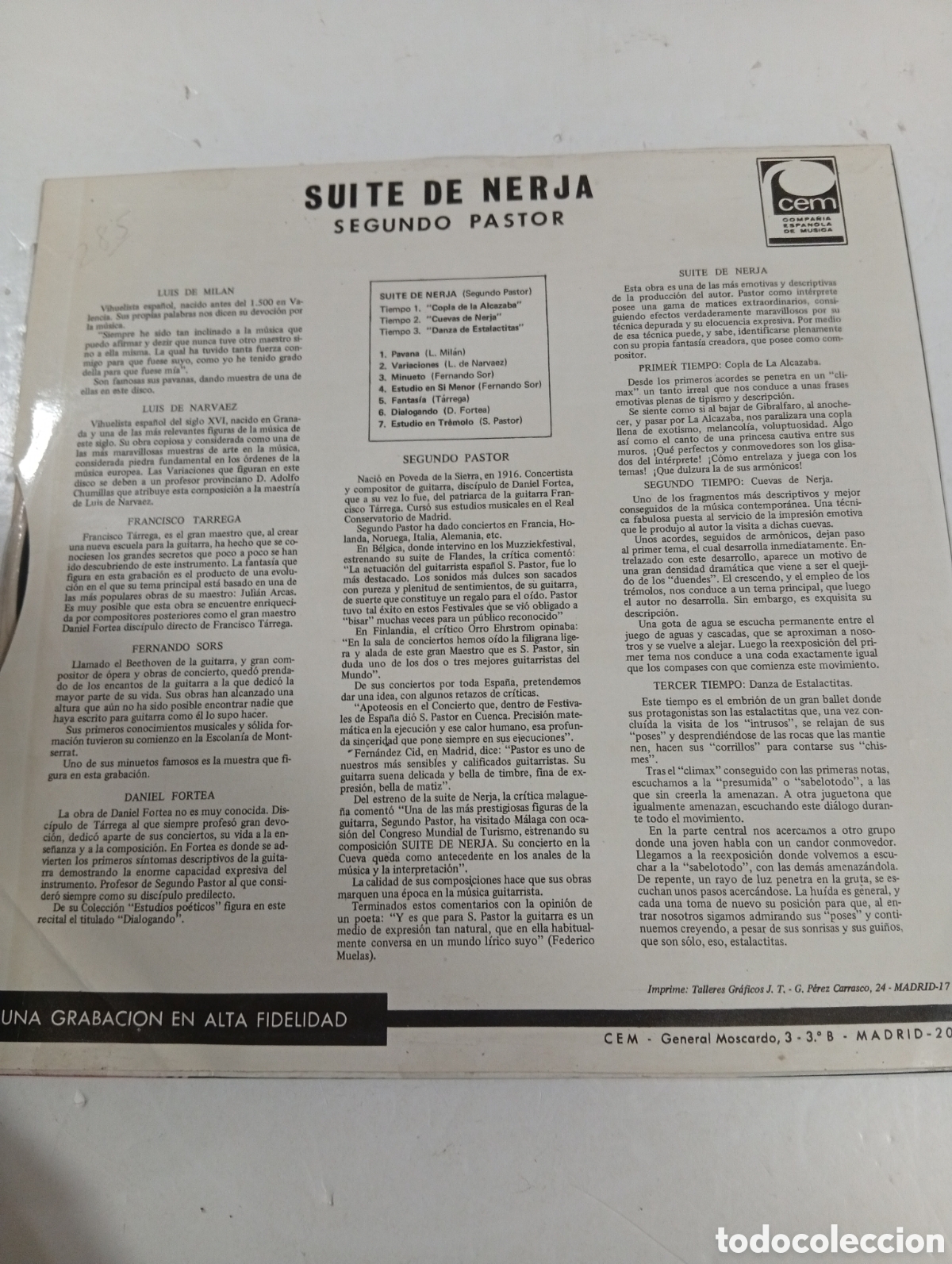 Discos de vinilo: Segundo Pastor Suite de las Cuevas de Nerja - Foto 2