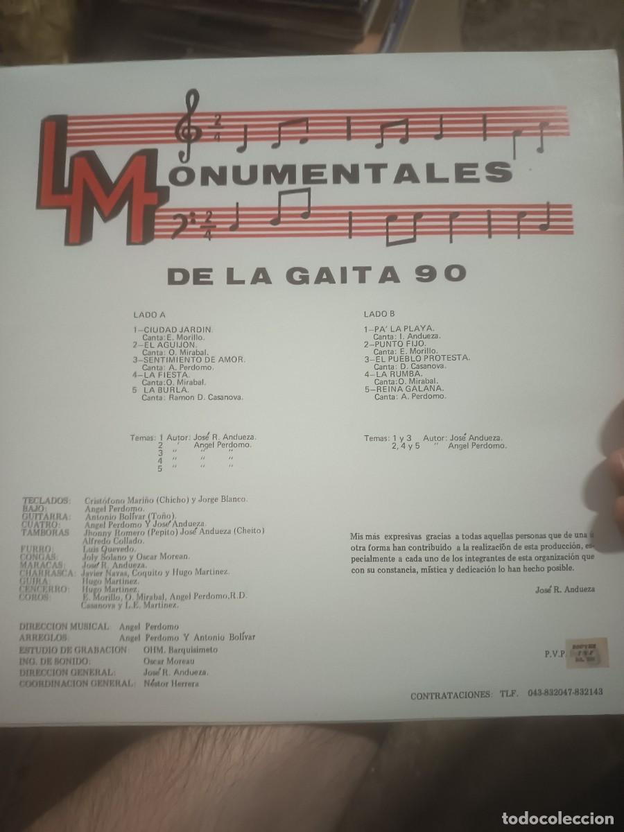 Discos de vinilo: DISCO LP MOMUMENTALES DE LA GAITA 90 - Foto 2