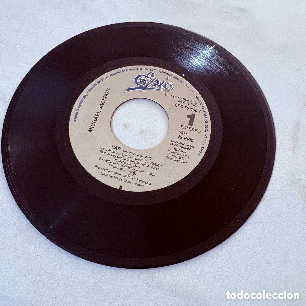 Discos de vinilo: single 7 Michael Jackson &ndash; Bad edicion espa&ntilde;ola de 1987 - Foto 3