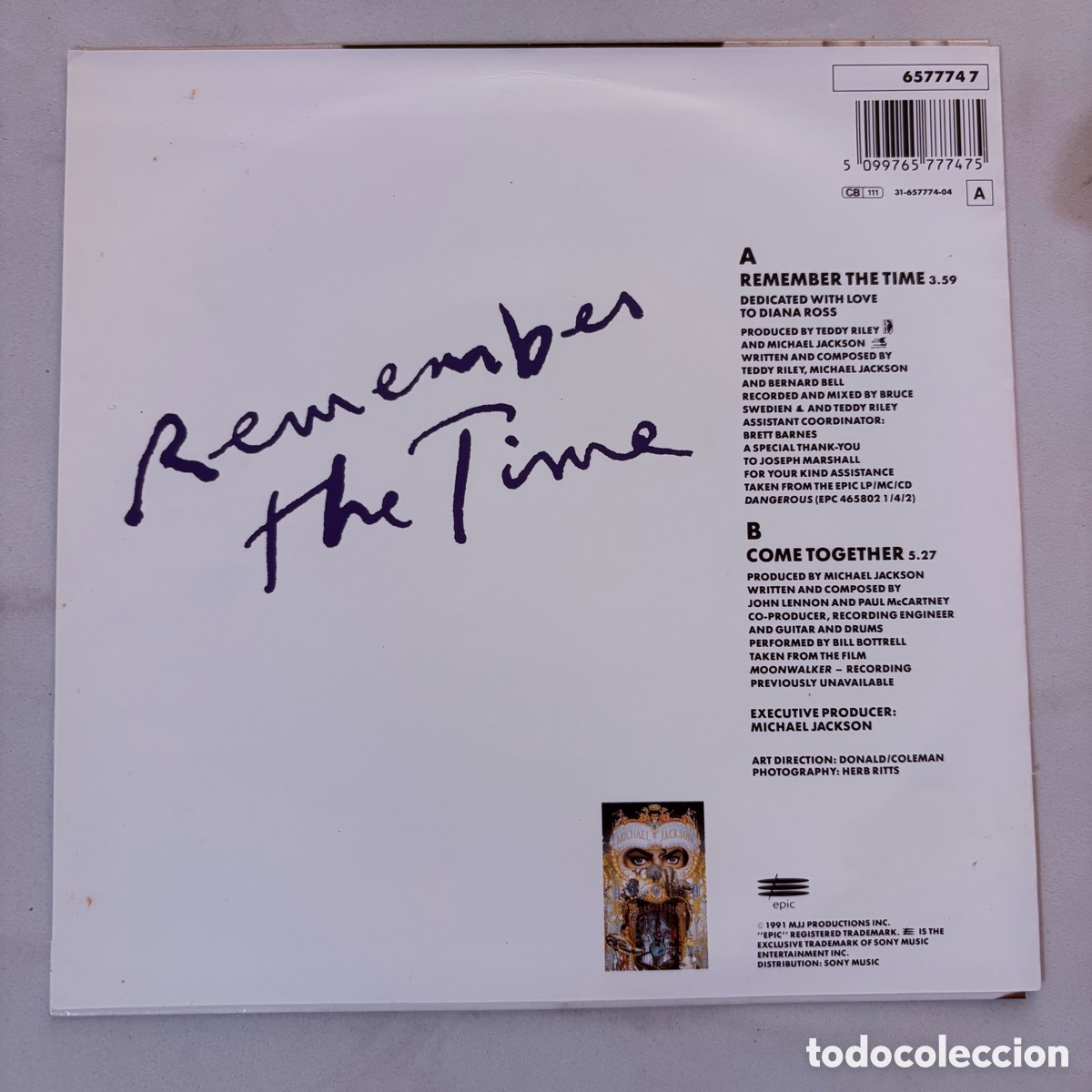 Discos de vinilo: single 7 Michael Jackson &lrm;&ndash; Remember The Time edicion UK de 1992 - Foto 2