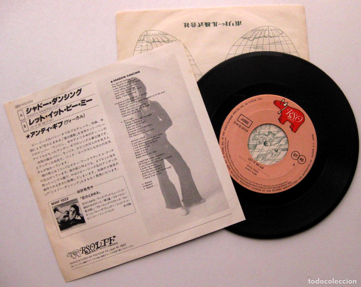 Discos de vinilo: Andy Gibb - Shadow Dancing - Single RSO 1978 Japan (Edici&oacute;n Japonesa) BPY - Foto 2