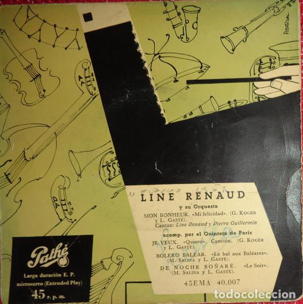 Discos de vinilo: Line Renaud &ndash; Mon Bonheur / Je Veux / Bolero Balear / De Noche So&ntilde;ar&eacute; (Vinyl, Path&eacute; 45EMA 40.007)