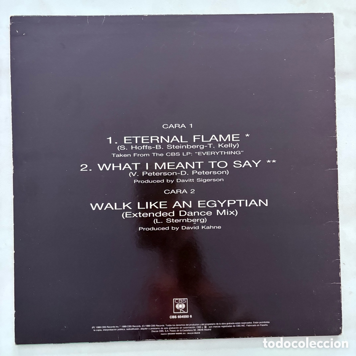 Discos de vinilo: maxi 12 Bangles &lrm;&ndash; Eternal Flame edicion espa&ntilde;ola de 1989 - Foto 2
