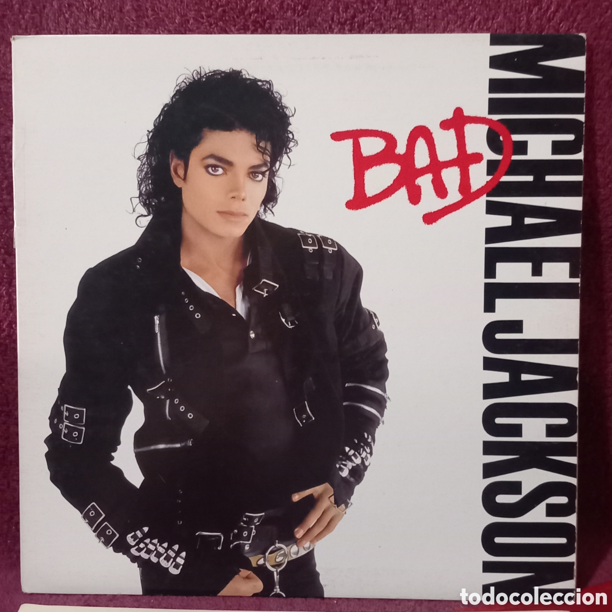 Disques de vinyle: LP MICHAEL JACKSON BAD-CARPETA ABIERTA(1987 CANADA)POCAS SE&Ntilde;ALES