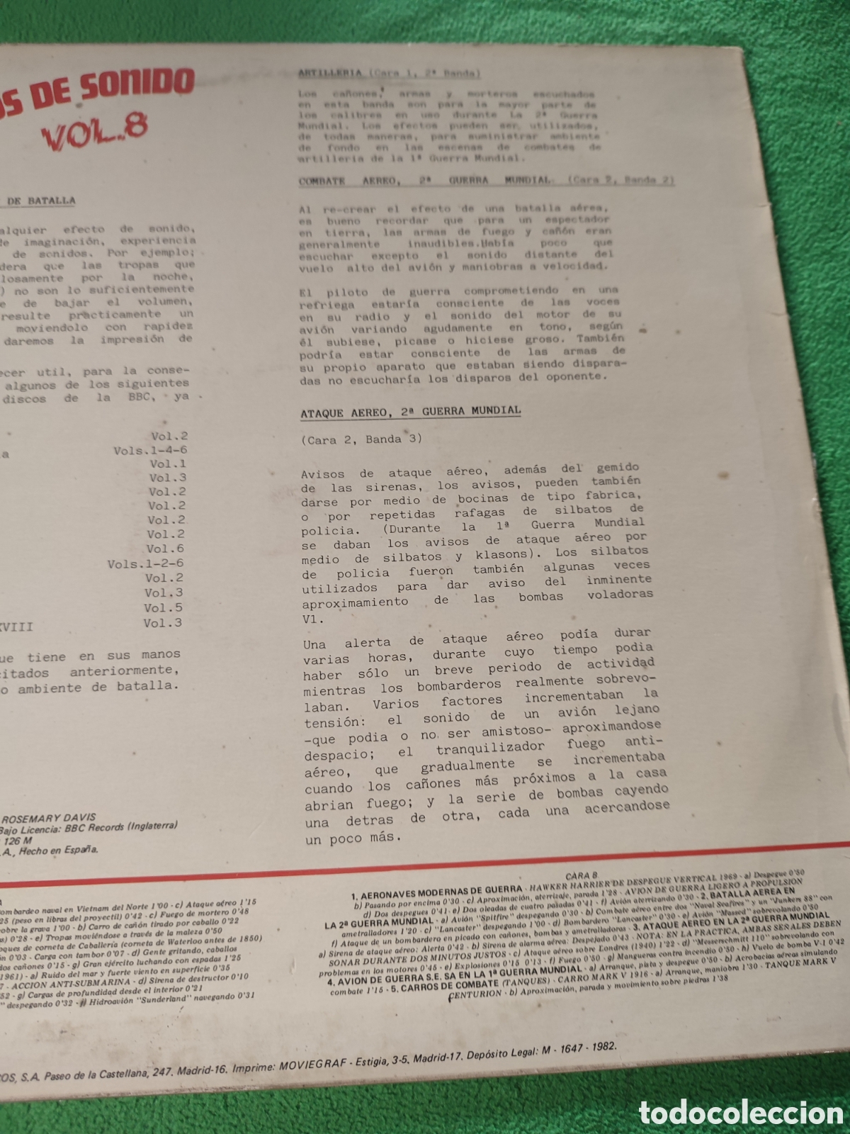 Discos de vinilo: Efectos de sonido Vol 8 - Edicion 1982 - Foto 2
