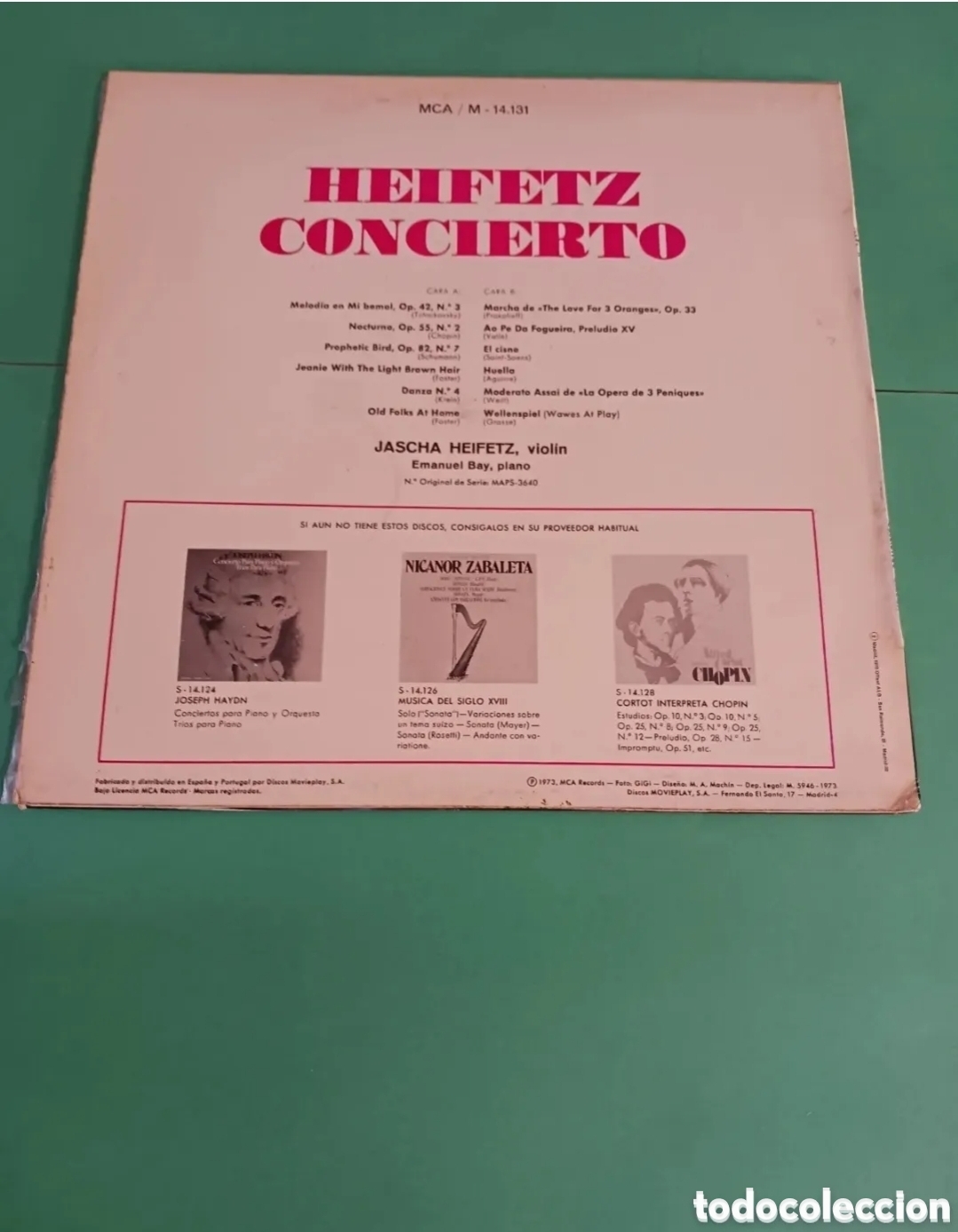 Discos de vinilo: Vinilo JASCHA HEIFETZ / EMMANUEL BAY. - Foto 5