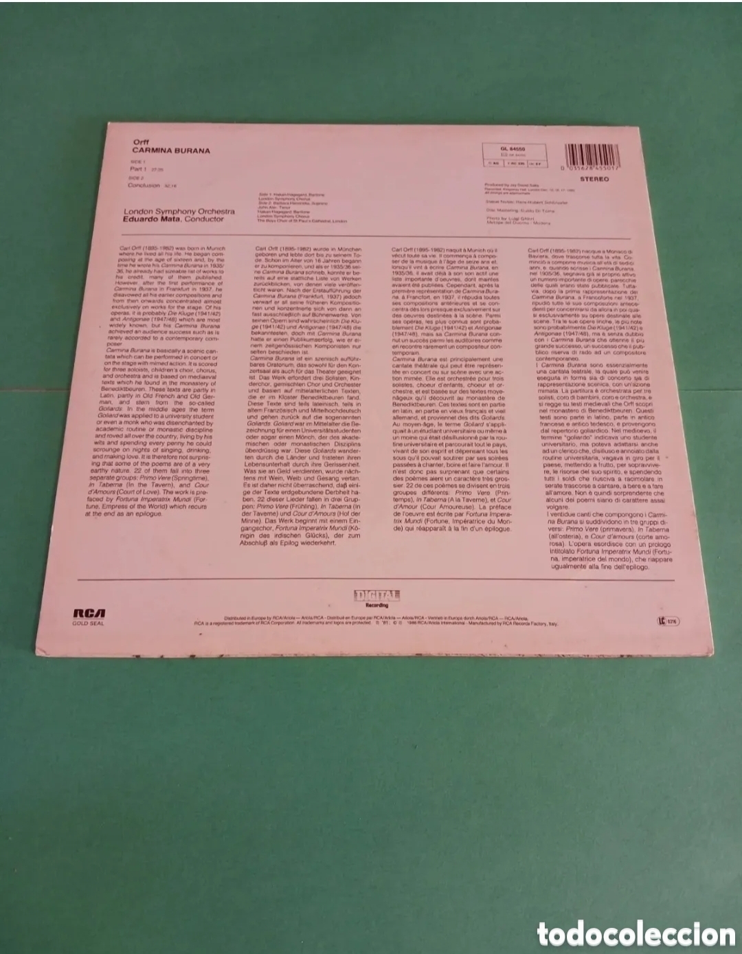 Discos de vinilo: Vinilo ORFF/ CARMINA BURANA - Foto 5