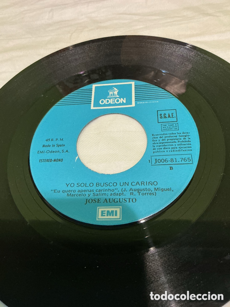 Discos de vinilo: Jos&eacute; Augusto &ndash; Candilejas &ndash; Single 1974 - Foto 3