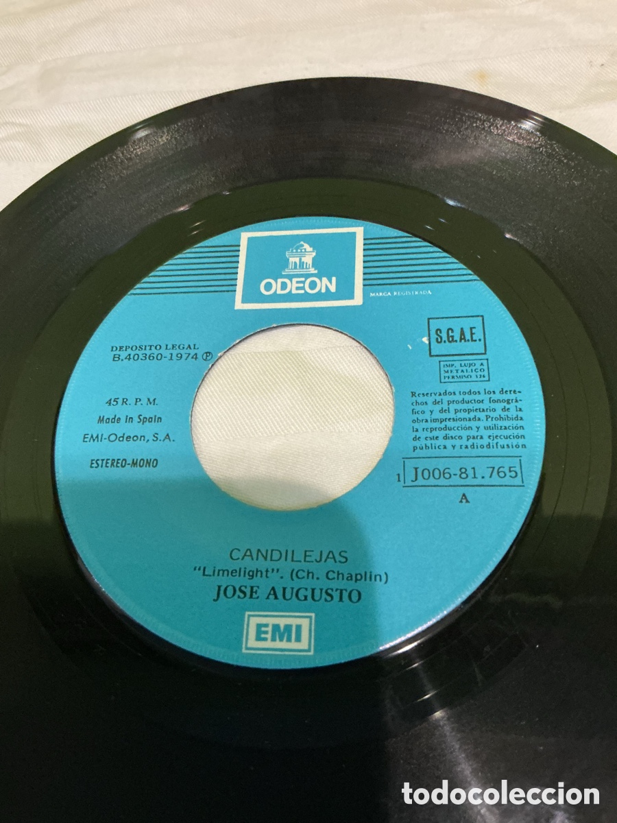 Discos de vinilo: Jos&eacute; Augusto &ndash; Candilejas &ndash; Single 1974 - Foto 4