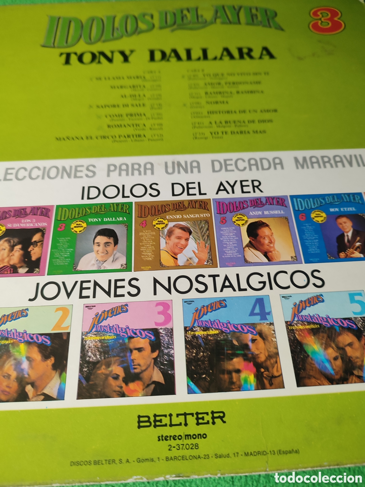 Discos de vinilo: Tony Dallara - &Iacute;dolos del ayer 1981 - Foto 2