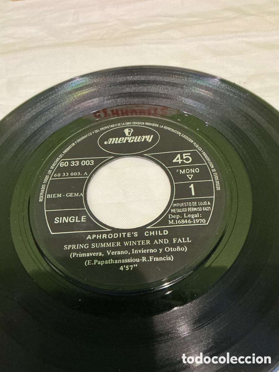 Discos de vinilo: Aphrodite&rsquo;s Child &ndash; Spring Summer Winter and Fall &ndash; Single 1970 - Foto 3
