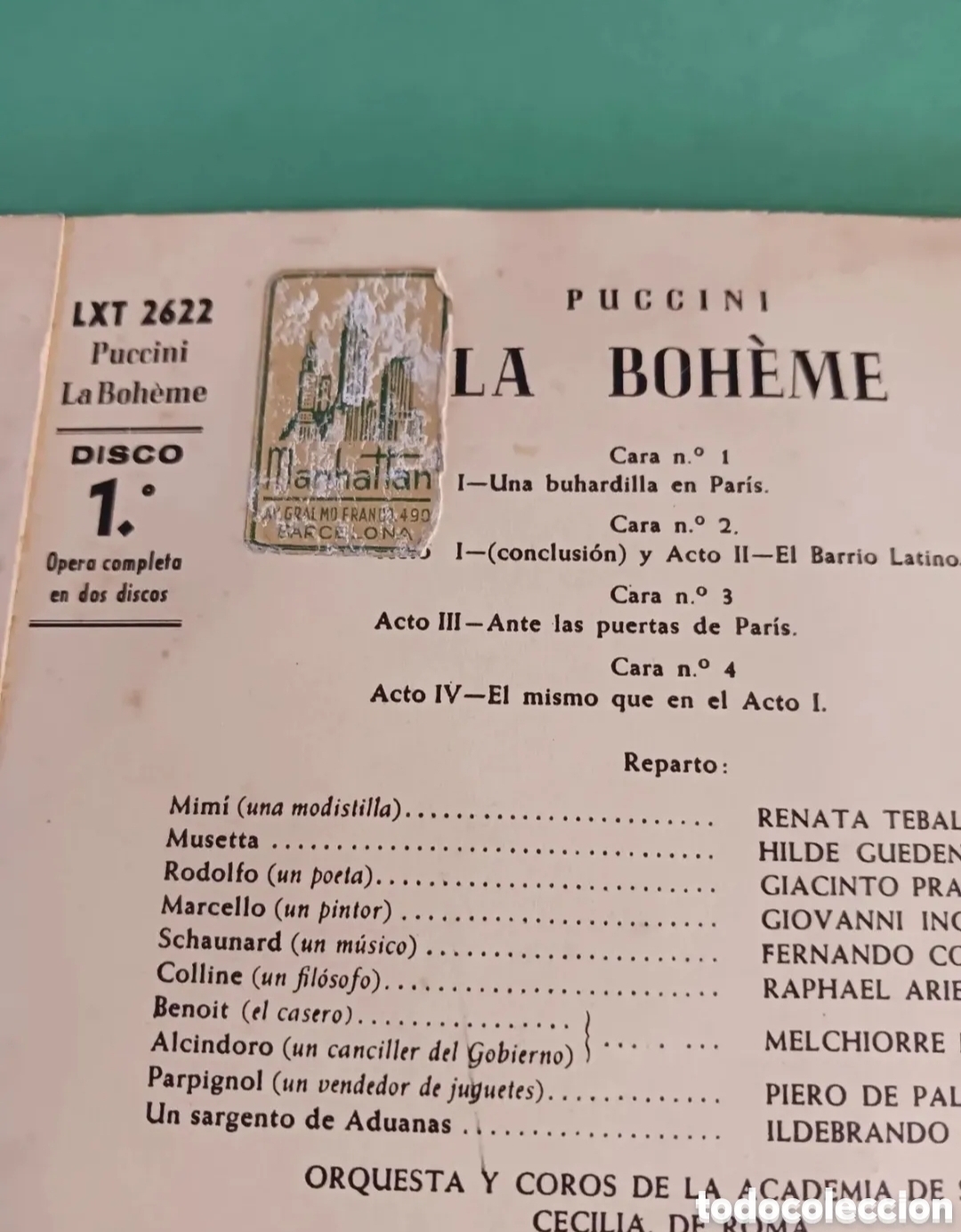 Discos de vinilo: Lp La Boheme PUCCINI. Disco 1 - Foto 6