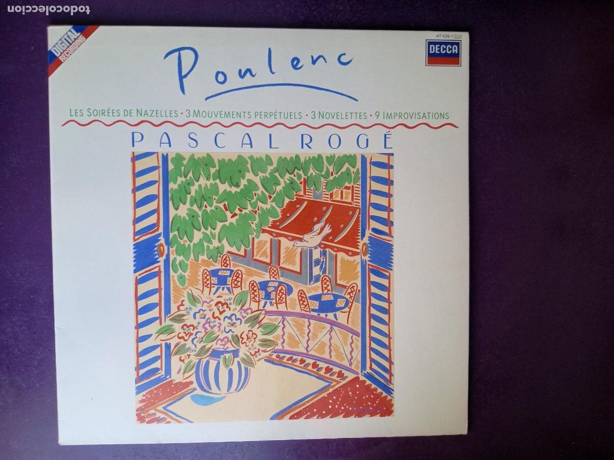 Discos de vinilo: Poulenc &bull; Pascal Rog&eacute; - OBRAS PARA PIANO - Les Soir&eacute;es De Nazelles +3 LP DECCA 1987, CLASICA MODERNA