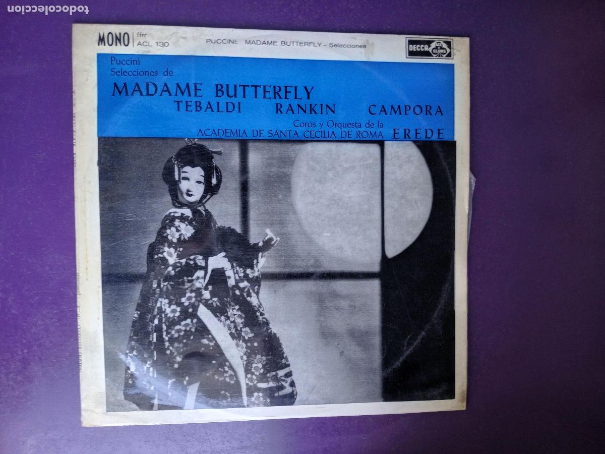 Discos de vinilo: PUCCINI - Madame Butterfly - Selecciones - LP DECCA 1961 MONO - OPERA - ACADEMIA SANTA CECILIA ROMA