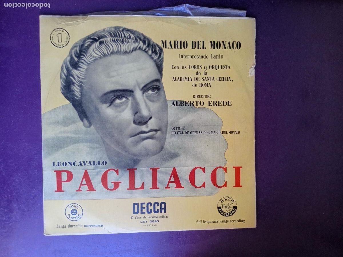 Discos de vinilo: RECITAL DE OPERA POR MARIO DEL MONACO VOL 1 - LP DECCA 1960 - ACADEMIA STA CECILIA ROMA
