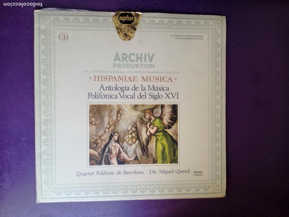 Discos de vinilo: M Querol, Quartet Polifonic D Barcelona &ndash; Hispaniae Musica - Antolog&iacute;a M&uacute;sica Polif&oacute;nica LP ARCHIV