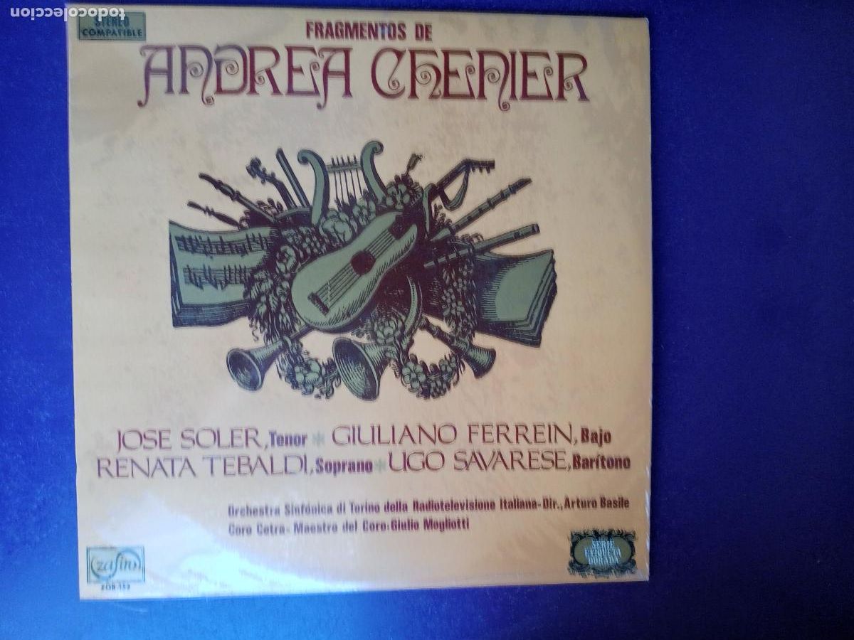 Discos de vinilo: GIORDANO - Fragmentos De Andrea Chenier - SOLER, FERREIN, TEBALDI, SAVARESE - LP ZAFIRO 1971 OPERA