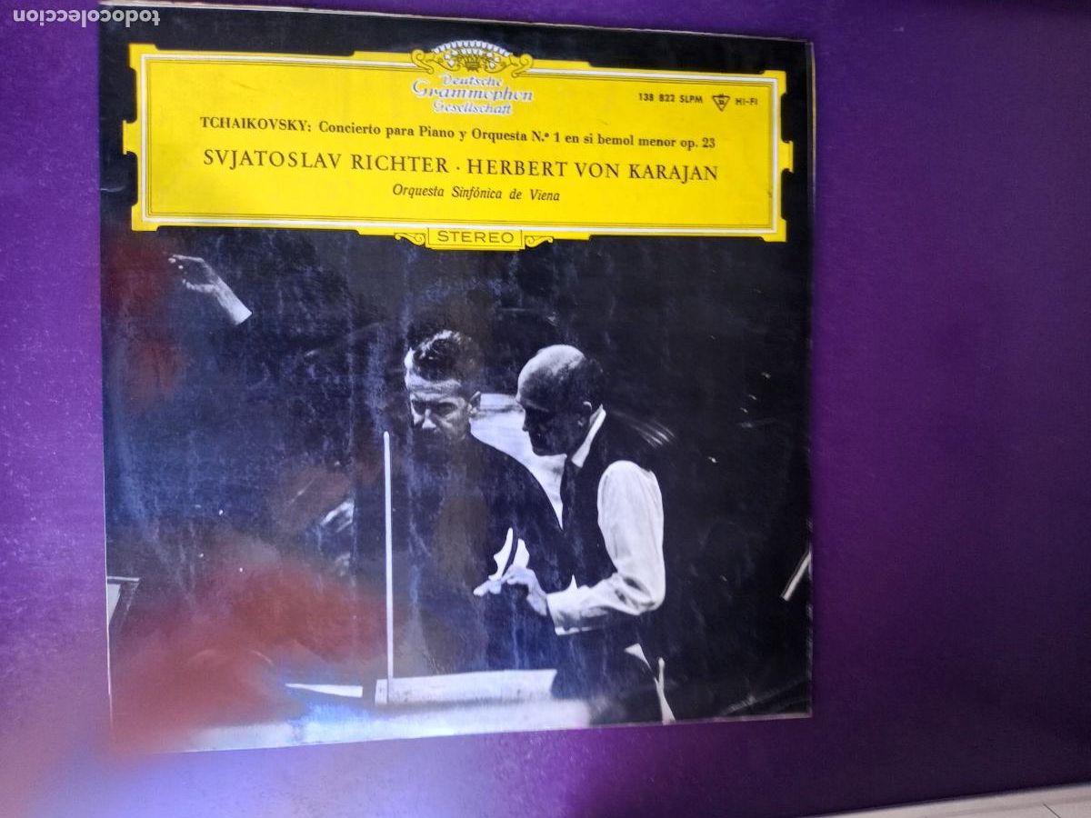 Discos de vinilo: Tchaikovsky - Orq Sinf Viena, Karajan &lrm;&ndash; Concierto Para Piano N&ordm;1 En Si Bemol - LP DEUTSCHE 1966
