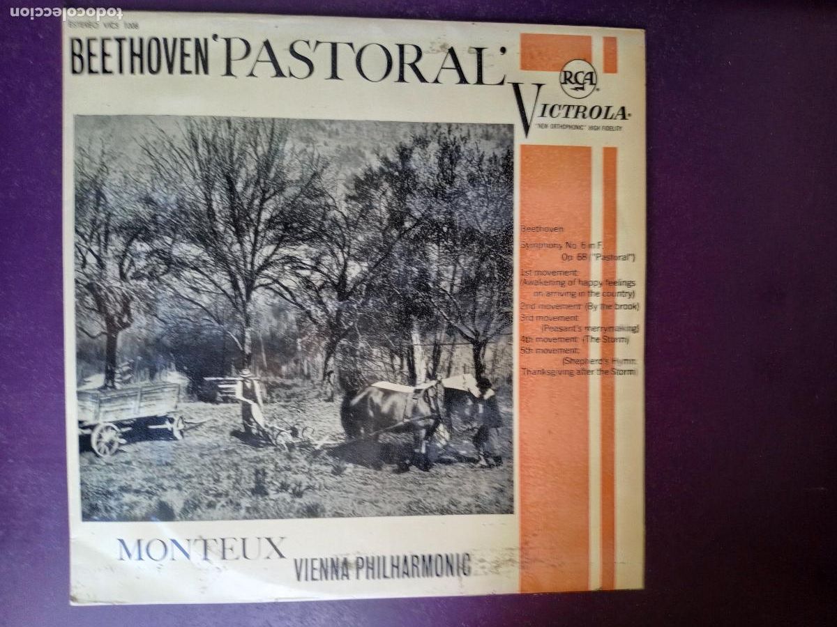 Discos de vinilo: Beethoven - Pastoral - Monteux, Filarm Viena &ndash; LP RCA 1963 MONO - MUY POCO USO