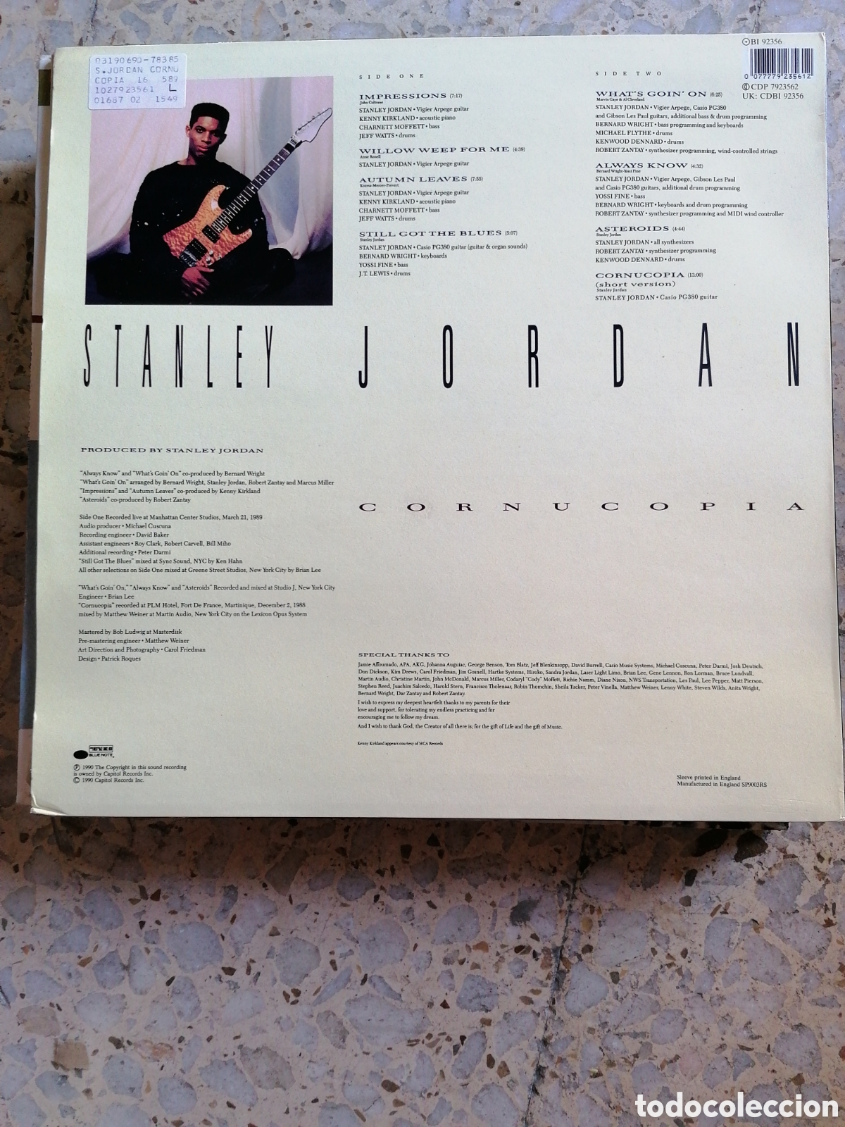 Discos de vinilo: LP STANLEY JORDAN CORNUCOPIA 1990 UK EX - Foto 2