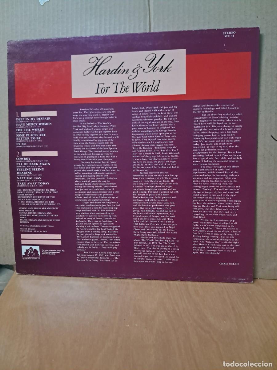 Discos de vinilo: HARDIN & YORK ----- FOR THE WORLD - Foto 2