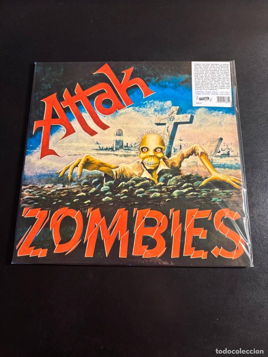 Discos de vinilo: Attak Zombies disco de vinilo verde con poster LP punk 12&rdquo;