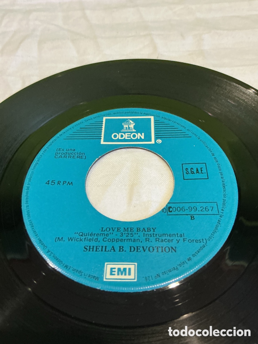 Discos de vinilo: Sheila B. Devotion &ndash; Love Me Baby &ndash; Single 1977 - Foto 4