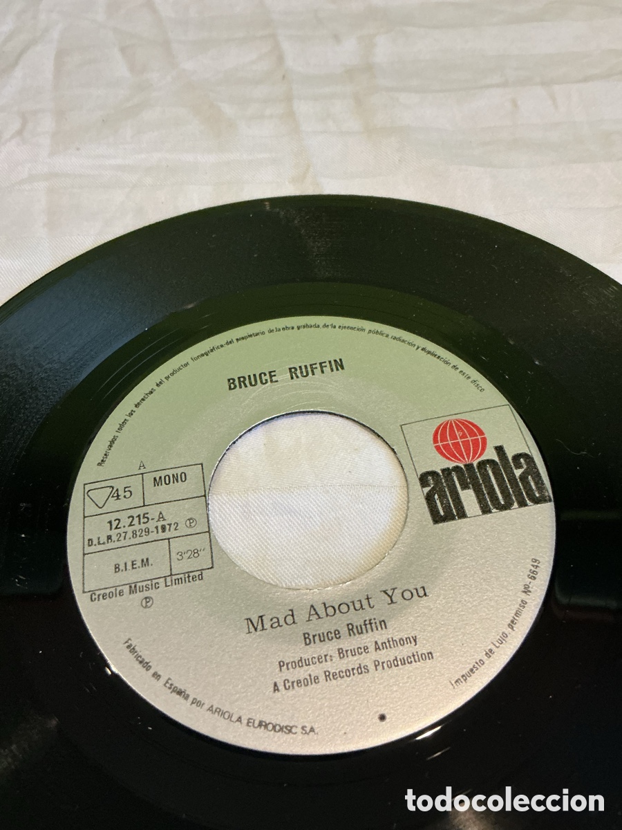 Discos de vinilo: Bruce Ruffin &ndash; Mad About You &ndash; Single 1972 - Foto 3