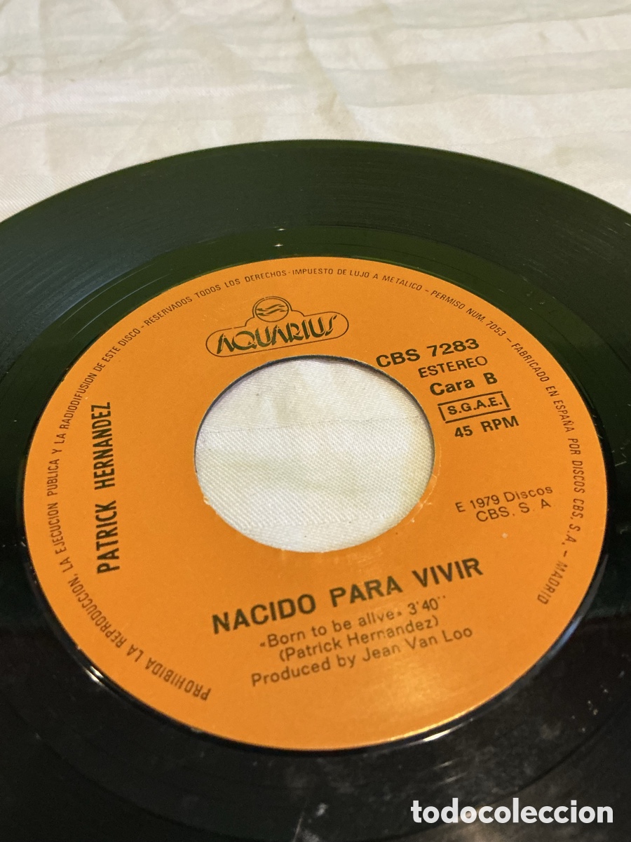 Discos de vinilo: Patrick Hernandez &ndash; Born to Be Alive &ndash; Single 1979 - Foto 3
