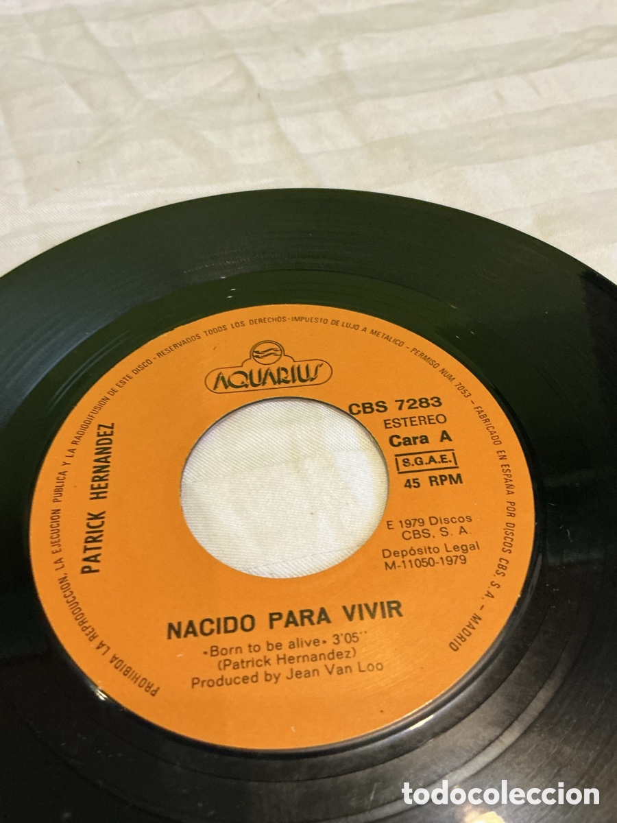 Discos de vinilo: Patrick Hernandez &ndash; Born to Be Alive &ndash; Single 1979 - Foto 4