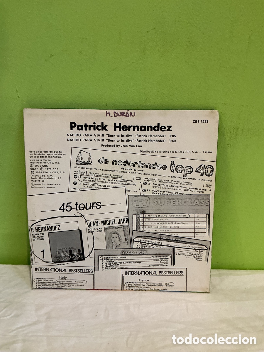 Discos de vinilo: Patrick Hernandez &ndash; Born to Be Alive &ndash; Single 1979 - Foto 6