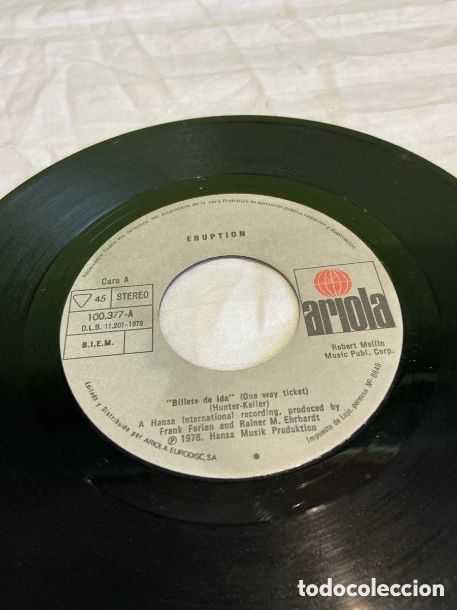 Discos de vinilo: Eruption &ndash; Billete de ida &ndash; Single 1979 - Foto 4