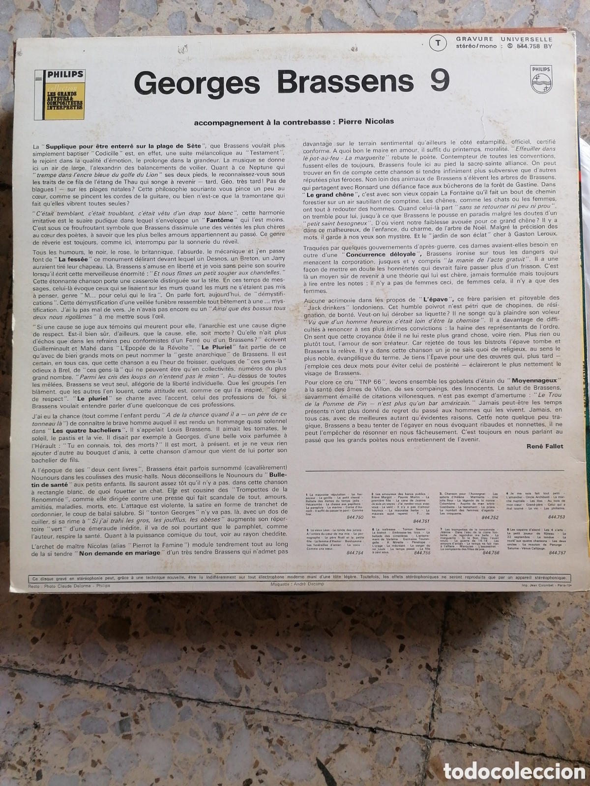 Discos de vinilo: LP GEORGE BRASSENS IX FRANCIA - Foto 2