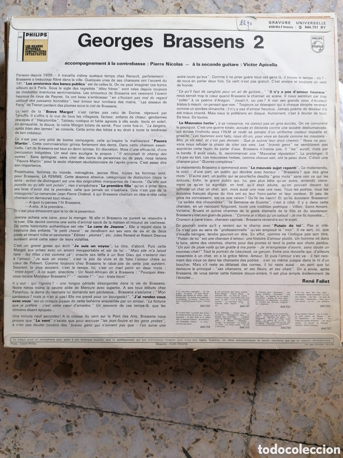 Discos de vinilo: LP GEORGE BRASSENS II FRANCIA - Foto 2