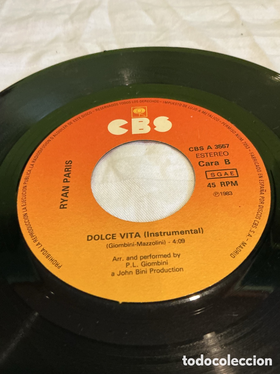 Discos de vinilo: Ryan Paris &ndash; Dolce Vita &ndash; Single 1983 - Foto 3