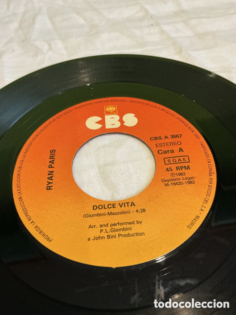 Discos de vinilo: Ryan Paris &ndash; Dolce Vita &ndash; Single 1983 - Foto 4