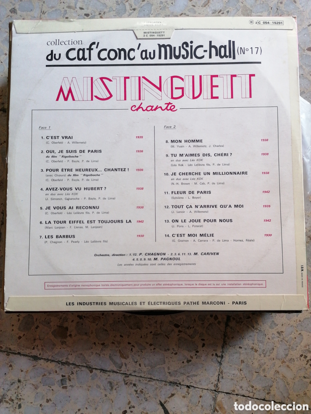 Discos de vinilo: LP MISTINGUETT CHANTE FRANCIA EX - Foto 2