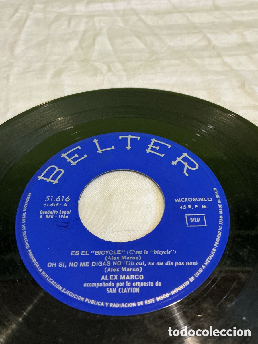 Discos de vinilo: Alex Marco &ndash; Bicycle Ritmo del A&ntilde;o &ndash; EP 7&rdquo; Belter 1966 - Foto 4