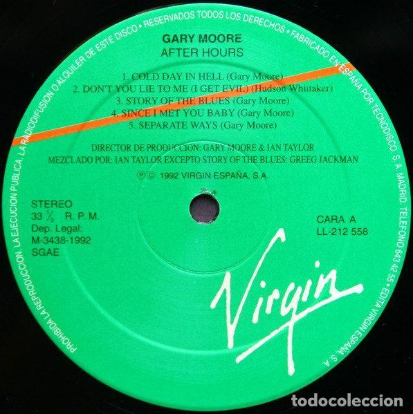 Discos de vinilo: Gary Moore &ndash; After Hours (Vinyl, Virgin LL-212 558) - Foto 3