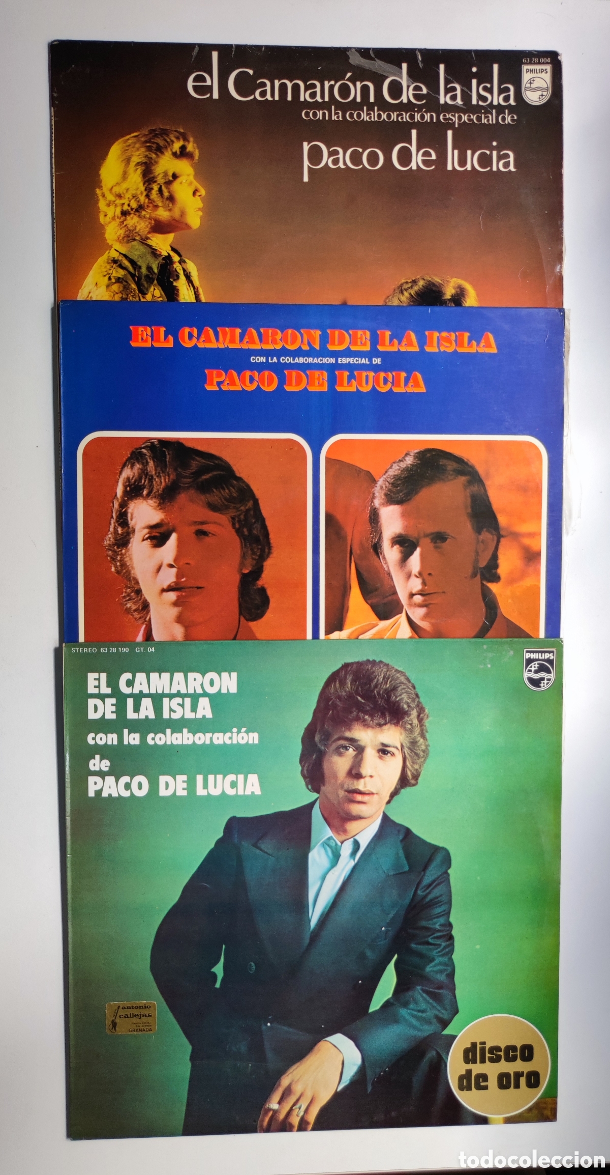 Discos de vinilo: 3 LP CAMAR&Oacute;N DE LA ISLA CON PACO DE LUC&Iacute;A - EDICIONES A&Ntilde;OS 70 / BUEN ESTADO