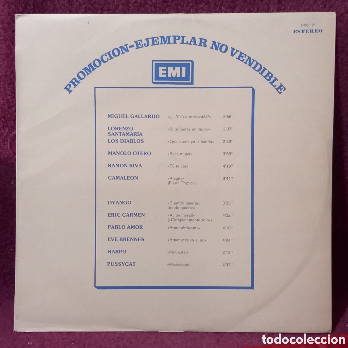 Discos de vinil: LP PROMOCION-EMI/RADIO-TV-DISCOTECAS(1976 COMO NUEVO)PUSSYCAT+LOS DIABLOS+CAMALEON,etc!!