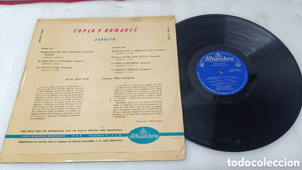 Discos de vinilo: JARRITO-COPLA Y ROMANCE.ALHAMBRA - Foto 3