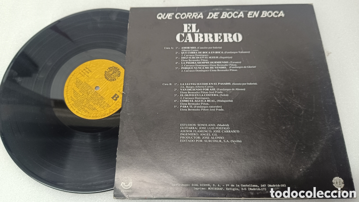 Discos de vinilo: EL CABRERO - QUE CORRA DE BOCA EN BOCA - LP - Foto 2