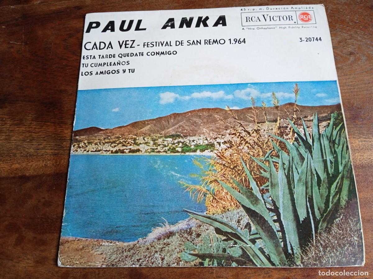 Discos de vinilo: Paul Anka - Cada vez, Tu cumplea&ntilde;os, Los amigos y tu - Single Ep original RCA Victor 1964