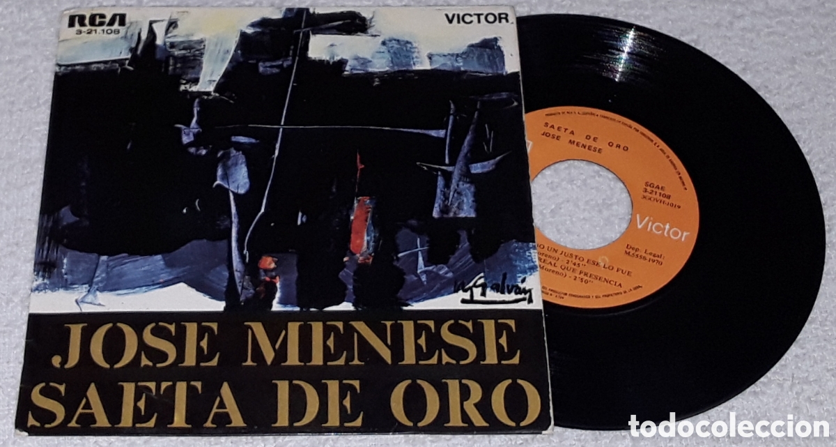 Discos de vinilo: EP- JOSE MENESE - SAETA DE ORO - EL CIELO SE OSCURECIO, LA SOLEDAD EN SU DOLO + 2
