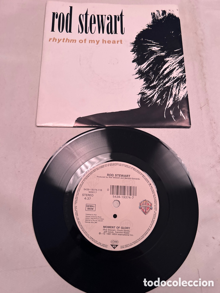 Discos de vinilo: Disco de vinilo single Rod Stewart. Rhytim of my heart