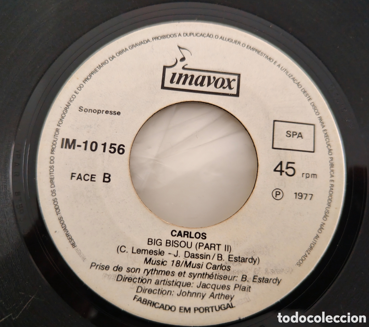 Discos de vinilo: CARLOS - Big bisou (1977) disco de vinilo single - Foto 2